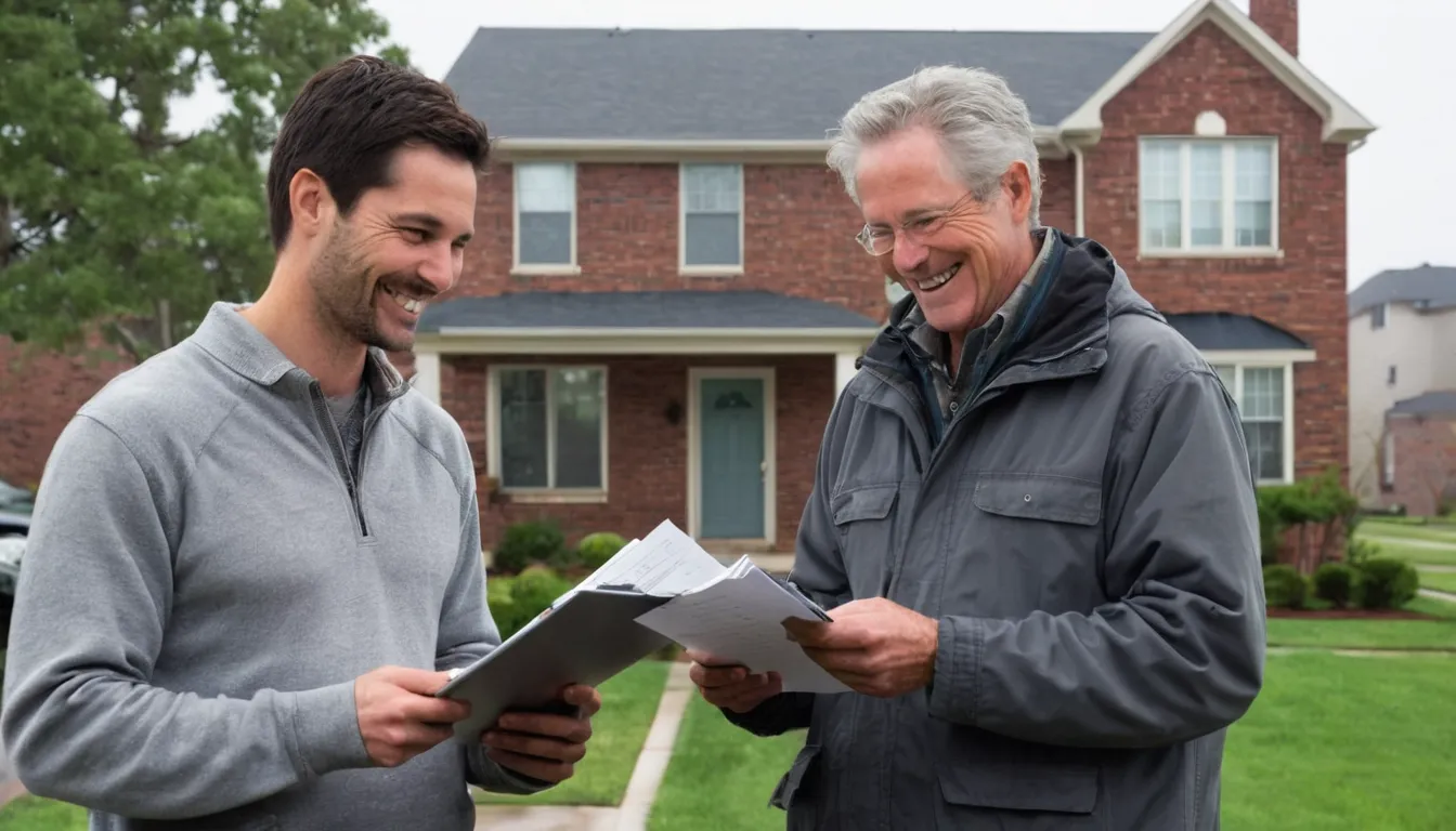 A homeowner talking with a local tree provider in the Buffalo area